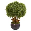 Nearly Naturals 38 in. Boxwood Artificial Topiary Tree in Decorative Bowl 9732